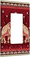 Vista 2 de Placa de interruptor de luz de elefante indio de 1 banda, placa de pared basculante individual, placa decorativa eléctrica GFCI para decoración