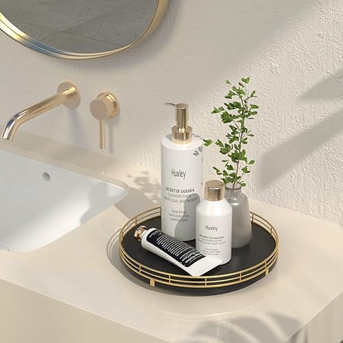 Miniatura 4 de Bandeja decorativa de madera de roble de 10 pulgadas para decoración del hogar, bandeja para decoración de mesa auxiliar, mesita de noche, tocador,