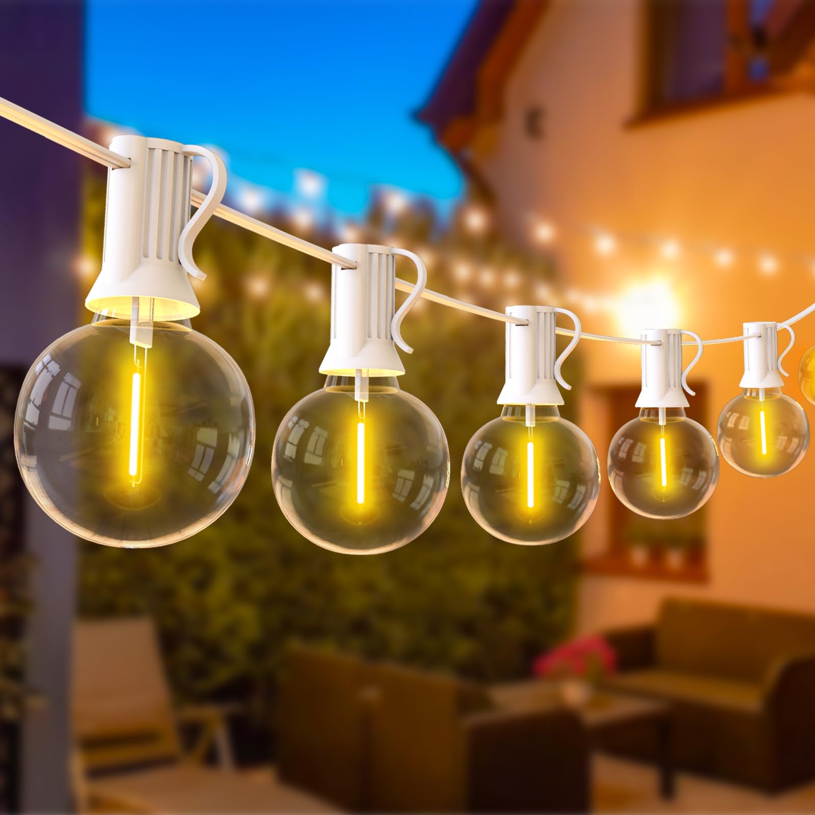Arbrac 100FT 2-Pack Outdoor Festoon Wedding Lights for Party Waterproof/Connectable/Dimmable LED Shatterproof Globe Patio Lights for Backyard Porch