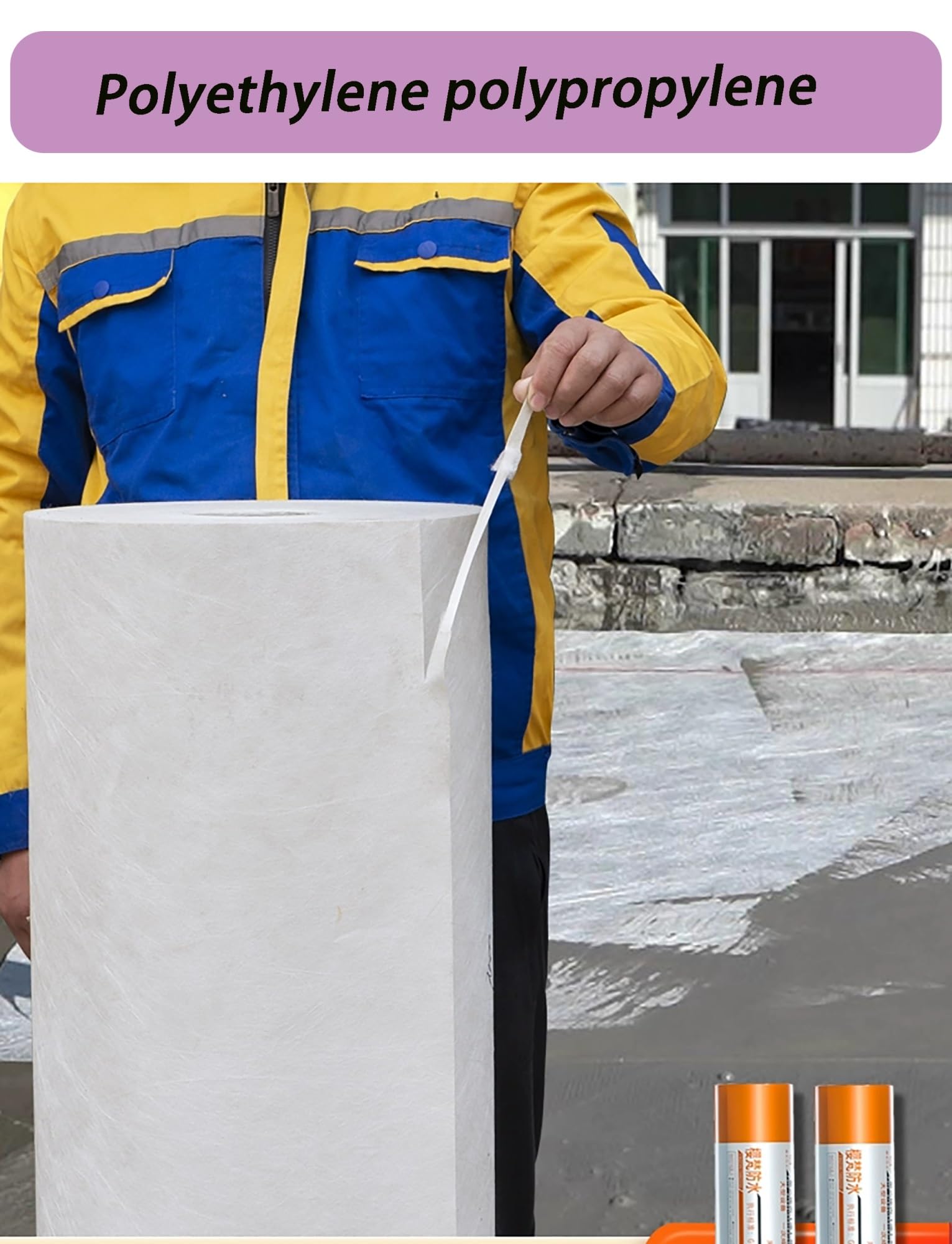 Rollo de membrana impermeable – 400 g/m² de tela de polietileno para techo y cimentación de hormigón, barrera antifiltración (100㎡)
