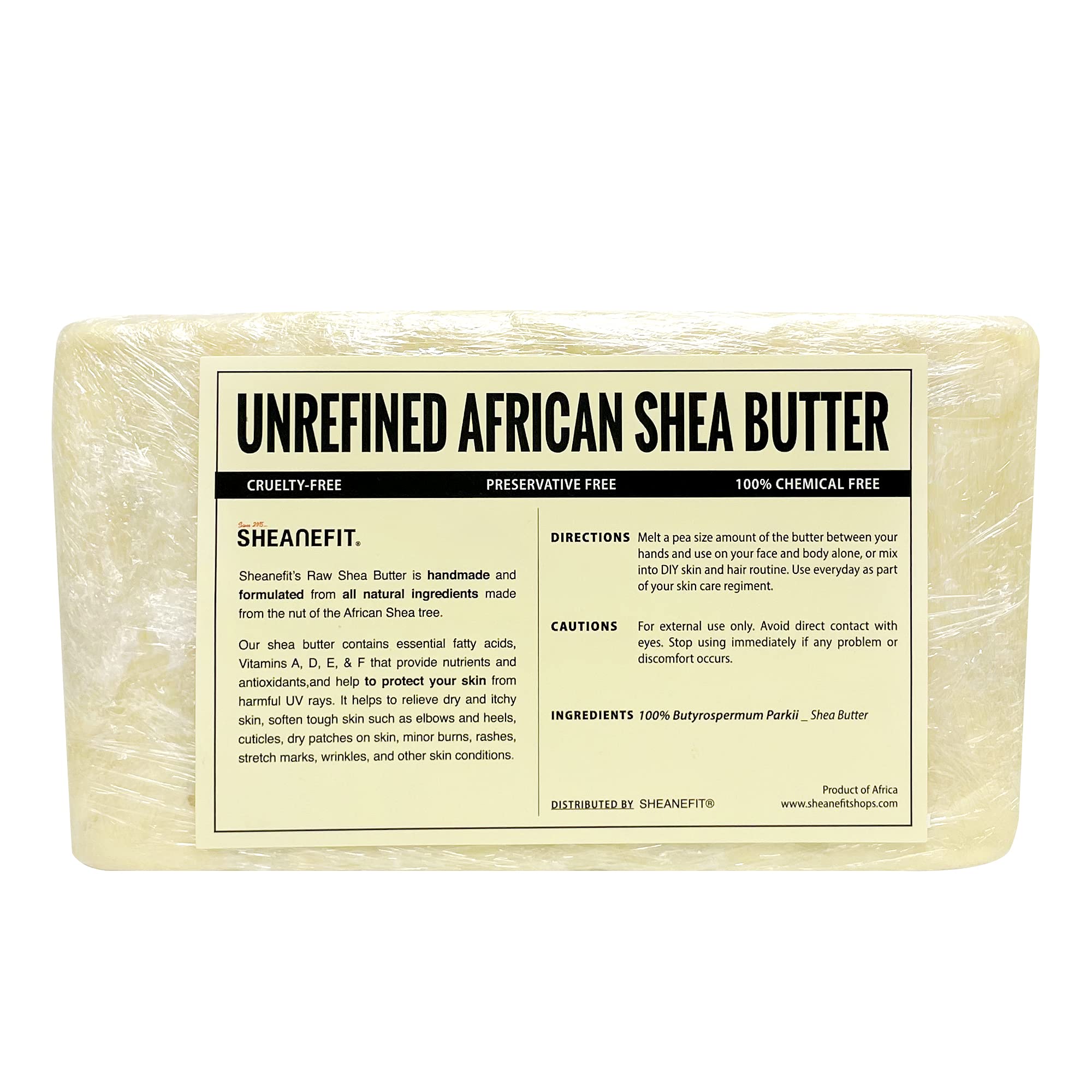 Unrefined Ivory Shea Butter Bulk 5 LB Bar- Moisturizes, Hydrates and Nourishes Dry Skin, Ivory 5 LB Bar (5 Pound)