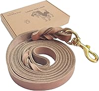 Vista 6 de Correa de cuero para perro Guiding Star 8 pies, Correas de perro resistentes, Correa de entrenamiento de cuero trenzado suave hecha a mano