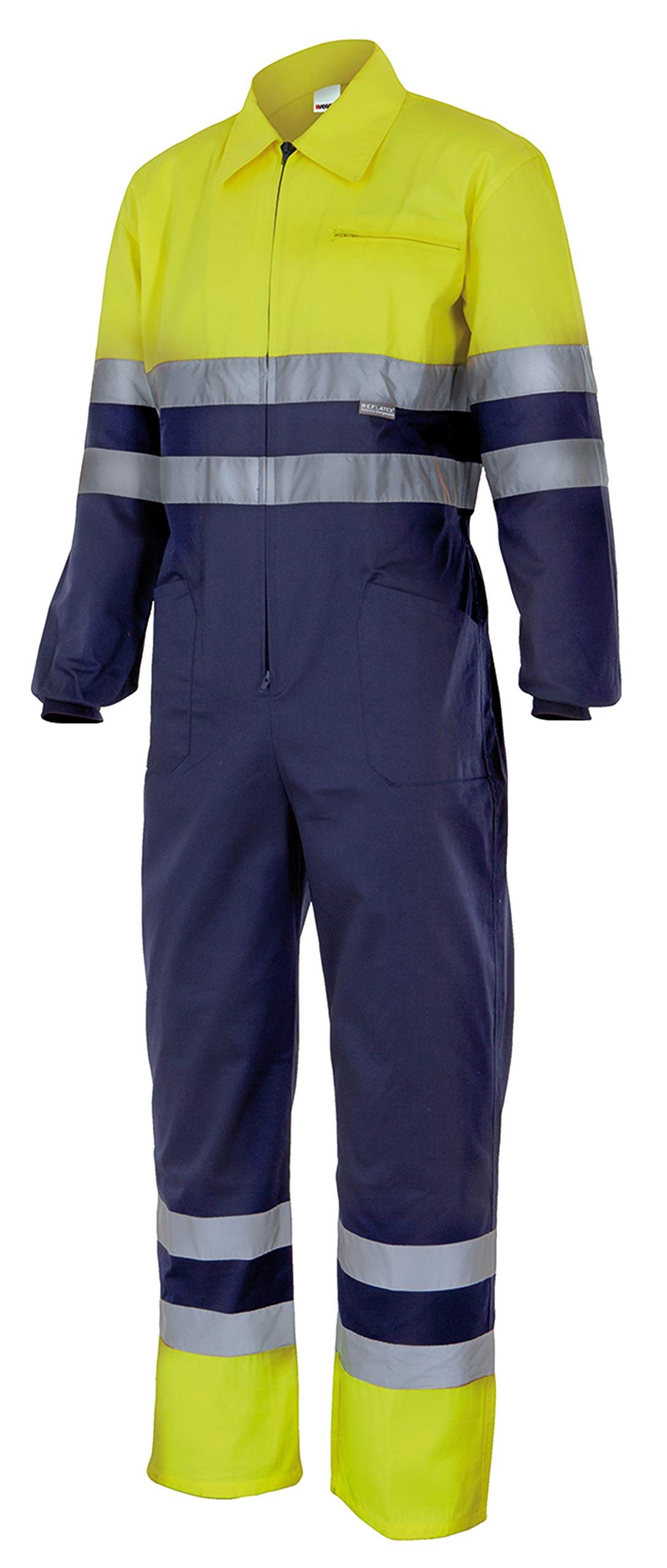 VELILLA Overall, hohe Sichtbarkeit, zweifarbig, Marineblau/Neongelb, Größe M
