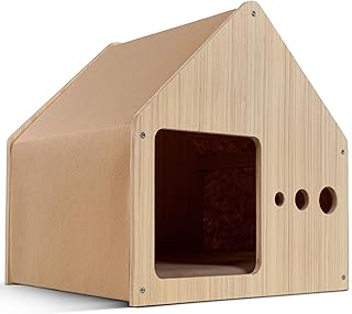 ROODZ 2-in-1 Cat Scratching & Lounge Cave - Real Wood & Scratch Fleece - Cosy Cat Cave product image