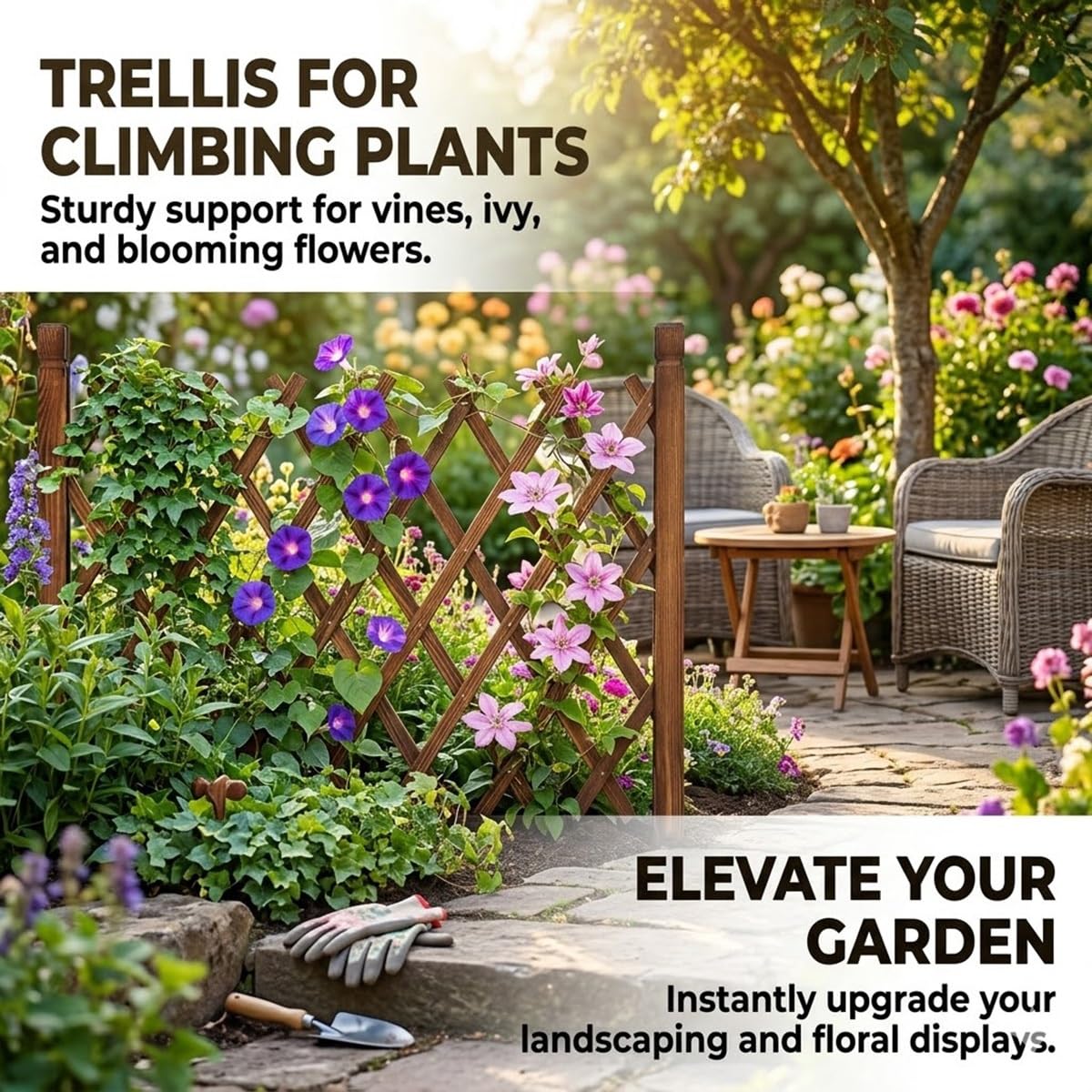 Treillis Jardin Bois Naturel, Brise Vue Bois Extensible, Clôture Rétractable Décorative Barrière Animaux Support Plantes Grimpantes Cour Pelouse Patio(Brun,90cmHx200cmL)