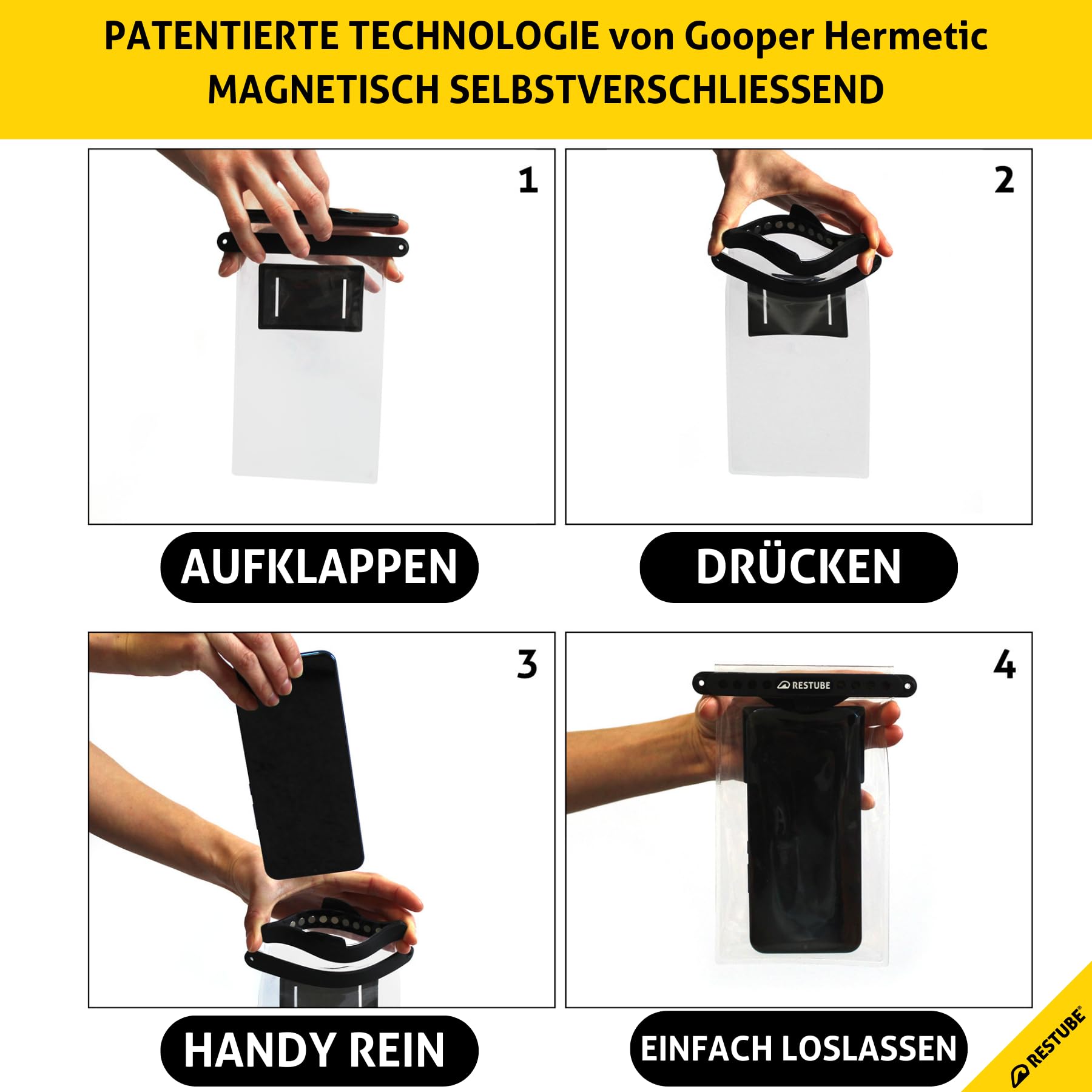 Restube wasserdichte Handyhülle, IPX8 Unterwasser Handyhülle für Schwimmen, Dry Bag Handy Lanyard Hülle für iPhone 14 13 12 11 XS XR X 8 7, Samsung S20 S10 S9, Huawei P30 P20 bis zu 6,9 Zoll