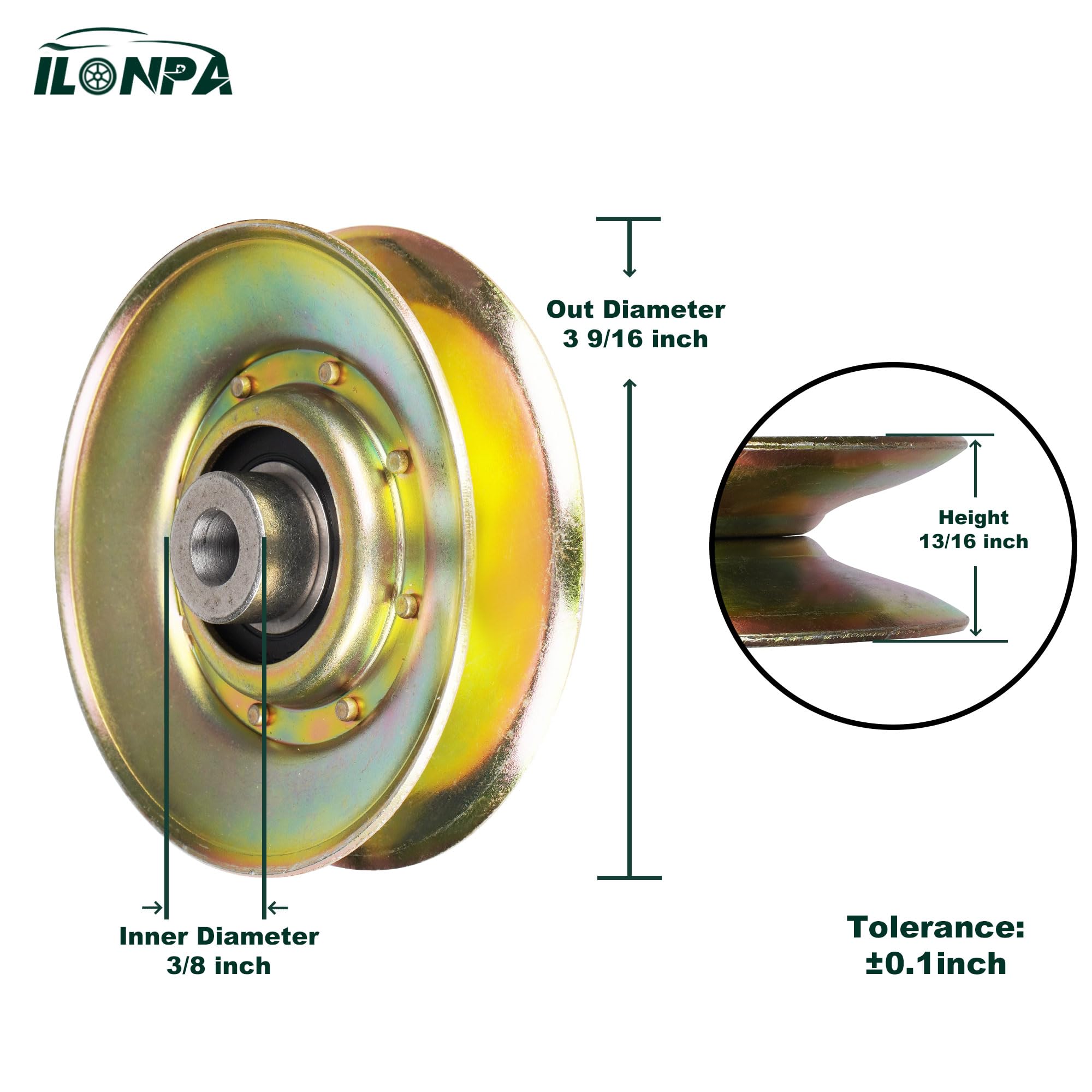 ILONPA Polea tensora en V para AYP 127783 139245 532139245 Husqvarna 532127783 532139245 GT200 GT160 LT120 LT1538 YTH2042 YTH1746 YTHTH1746 2448