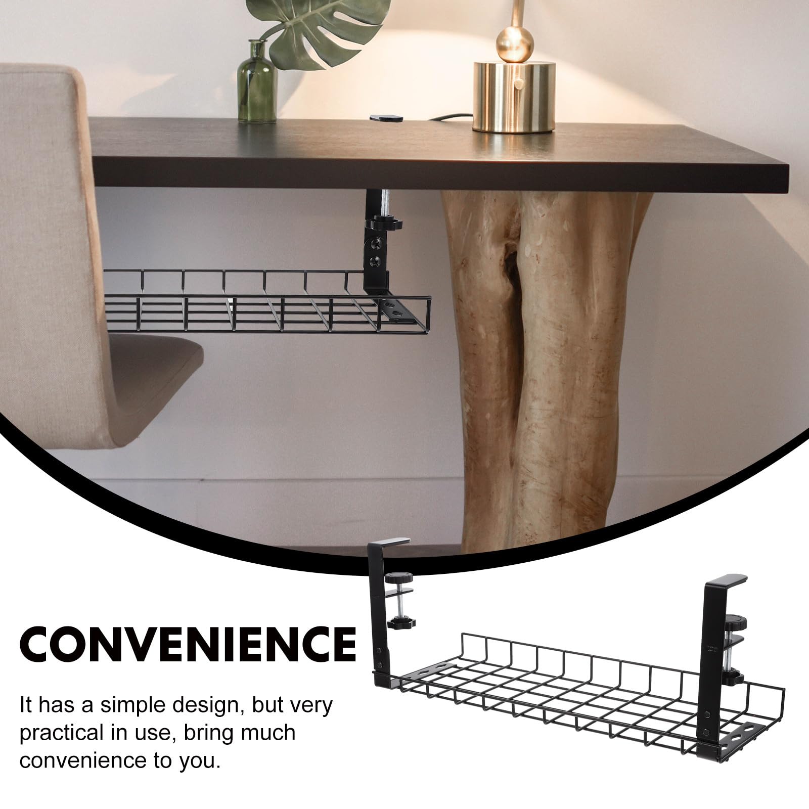 Organizzatore di Cavi per Scrivania in Acciaio Nero Regolabile | Compatto e Riutilizzabile, per Cavi Elettrici e Multipresa, Design Salvaspazio per Accessori Scrivania
