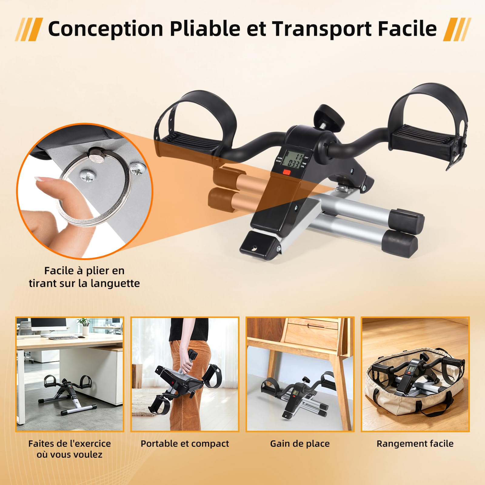 Himaly Mini Exercise Bike Portable Pedal Exerciser with LCD Display Adjustable Resistance