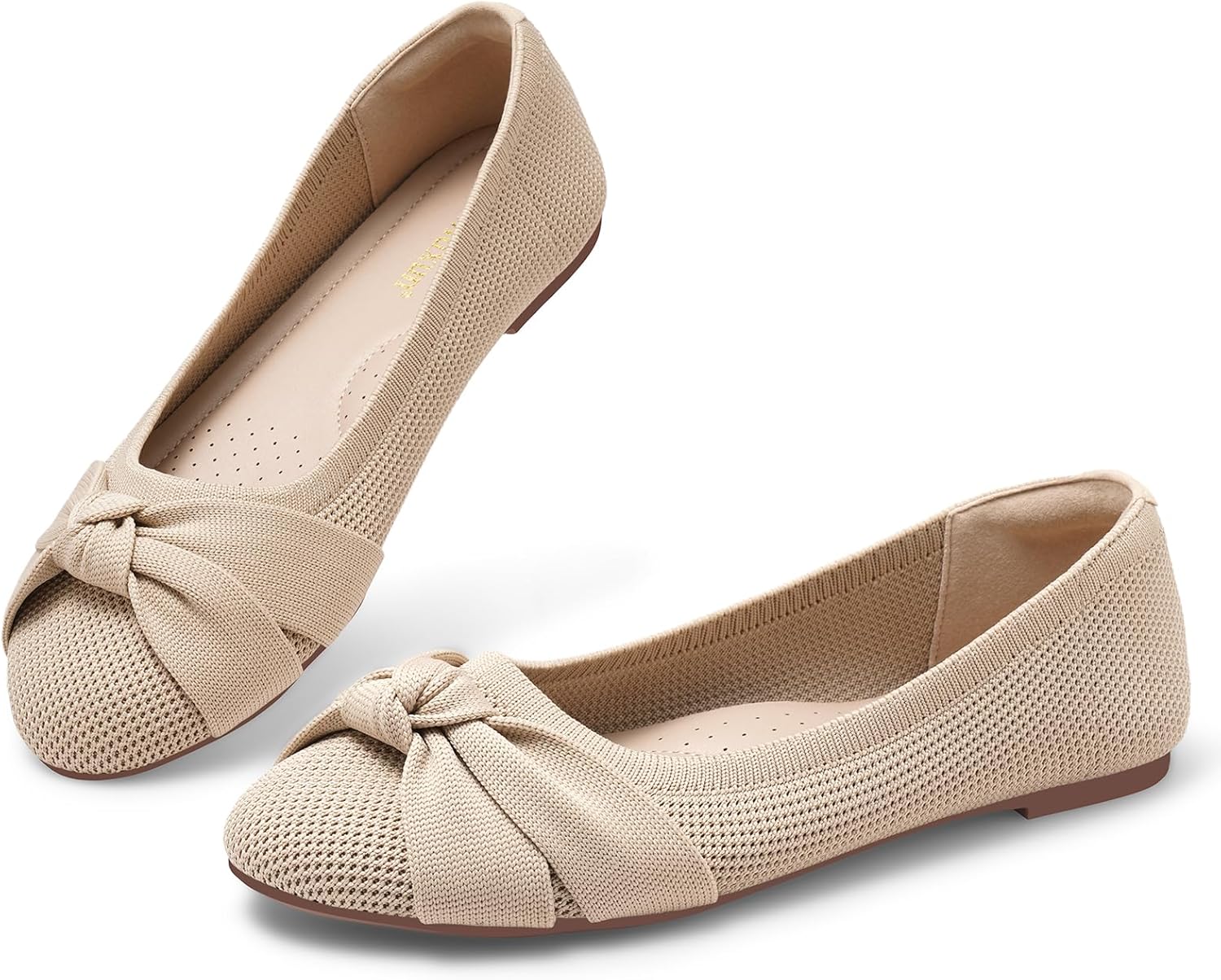 MaxMuxun Women's Flats Shoes Knit Round Toe Ballet Comfortable Dressy Slip On Flats