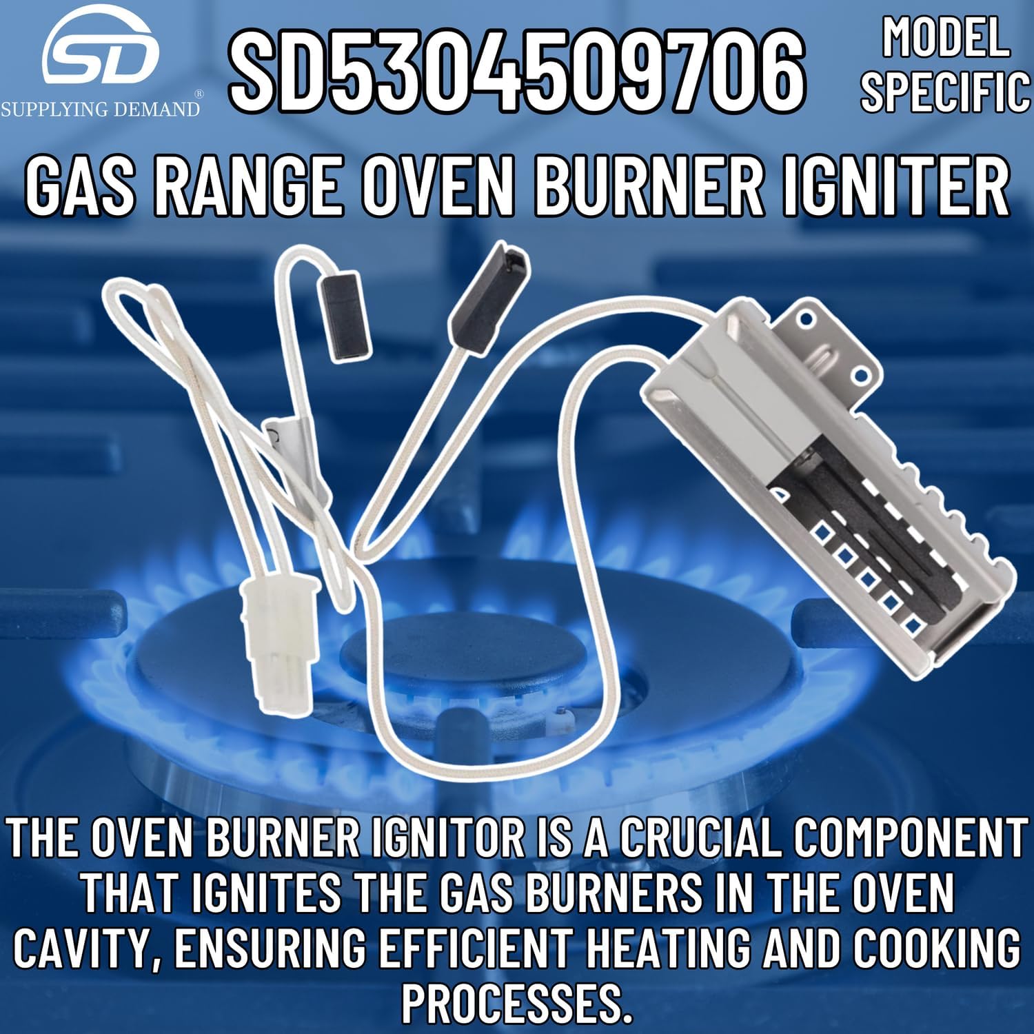 Supplying Demand 5304509706 316489402 Gas Range Oven Burner Igniter Replacement with Wire Harness