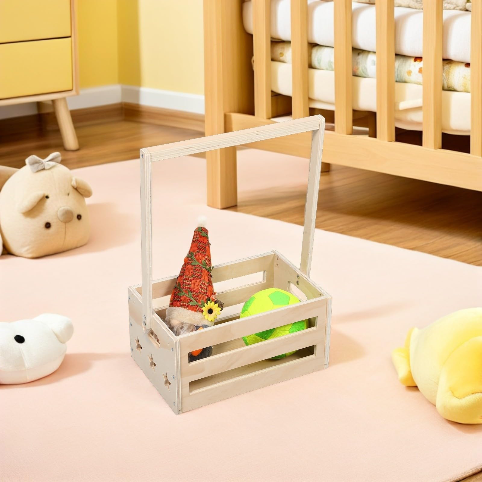 Caja de Almacenamiento Infantil de Madera, Organizador de Ropa y Juguetes para Recién Nacido y Ñiño, Vintage, Beige, Montaje Fácil, para Baño y Shower