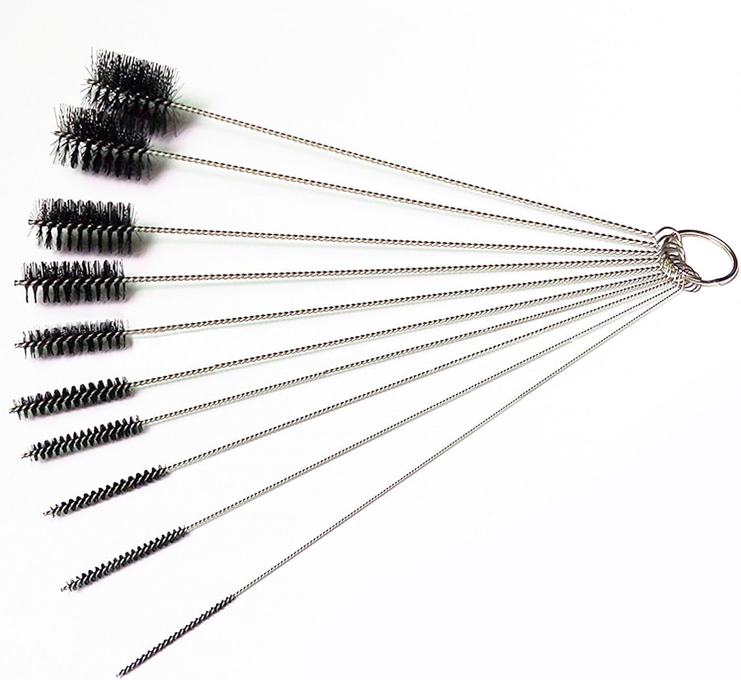 Nylon Brush Set -Set of 10 for Bottle & Tube ,Straws , Keyboards ,Jewelry Cleaning by ELEFOCUS