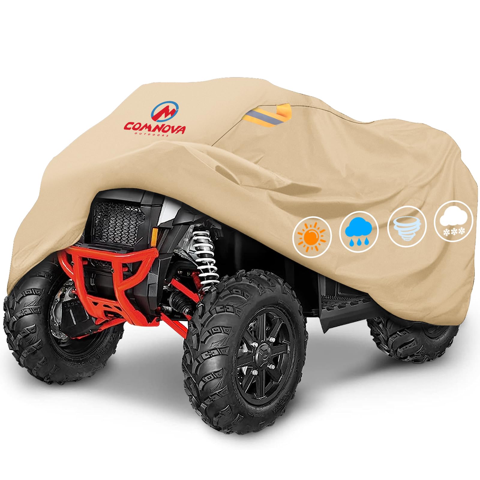 Comnova ATV Cover for 4 Wheelers - 88 Inch ATV Covers 600D Waterproof Heavy Duty, Outdoor Four Wheeler Quad Cover All Weather Large for Polaris,
