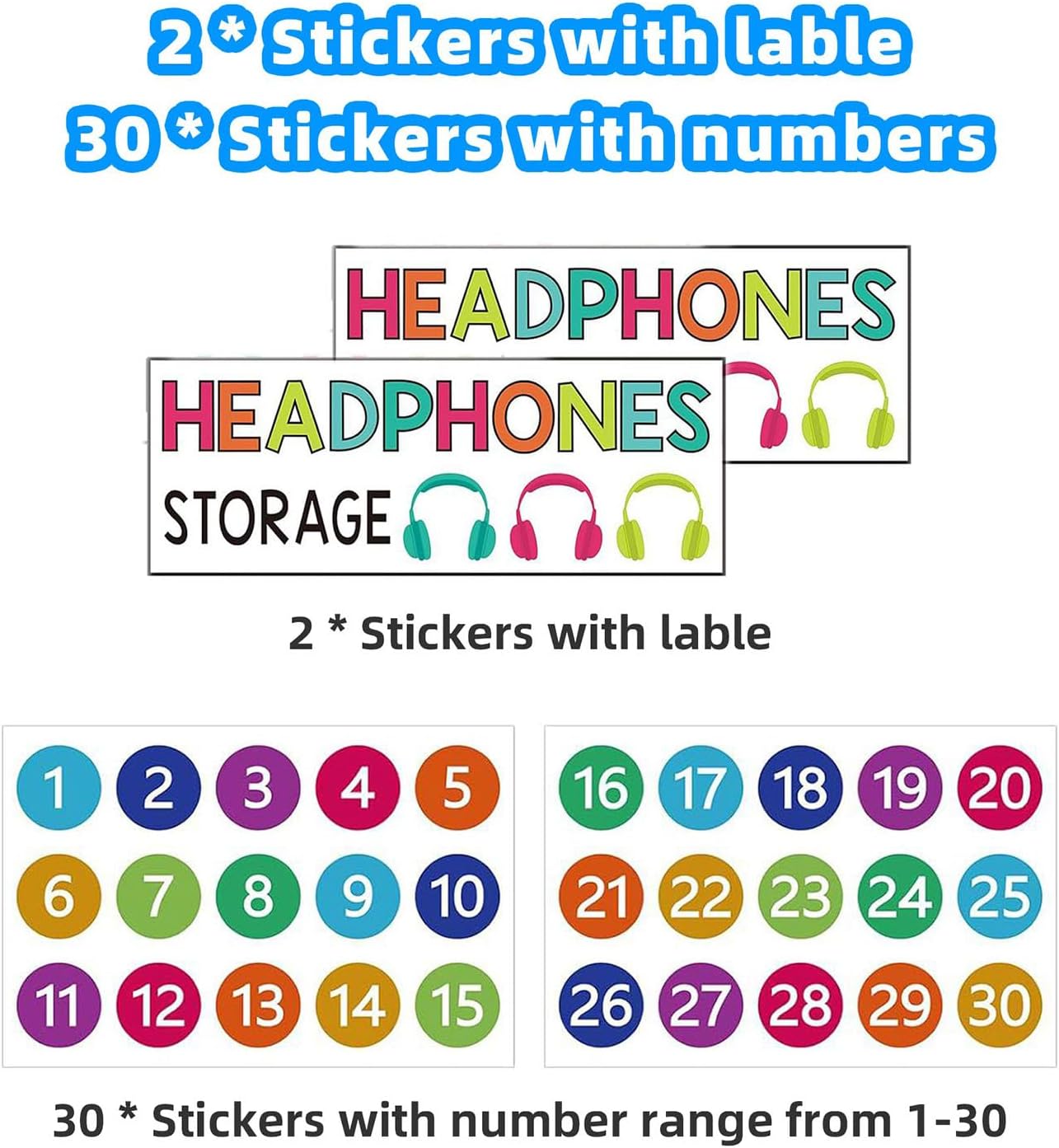 2 Pack Classroom Headphone Storage Organizer with 30 Pockets, PVC Clear Classroom Pocket Chart for Headphone Cell Phone,Over-the-Door or Wall Hanging Headphone Holder Bag with 12 Hooks