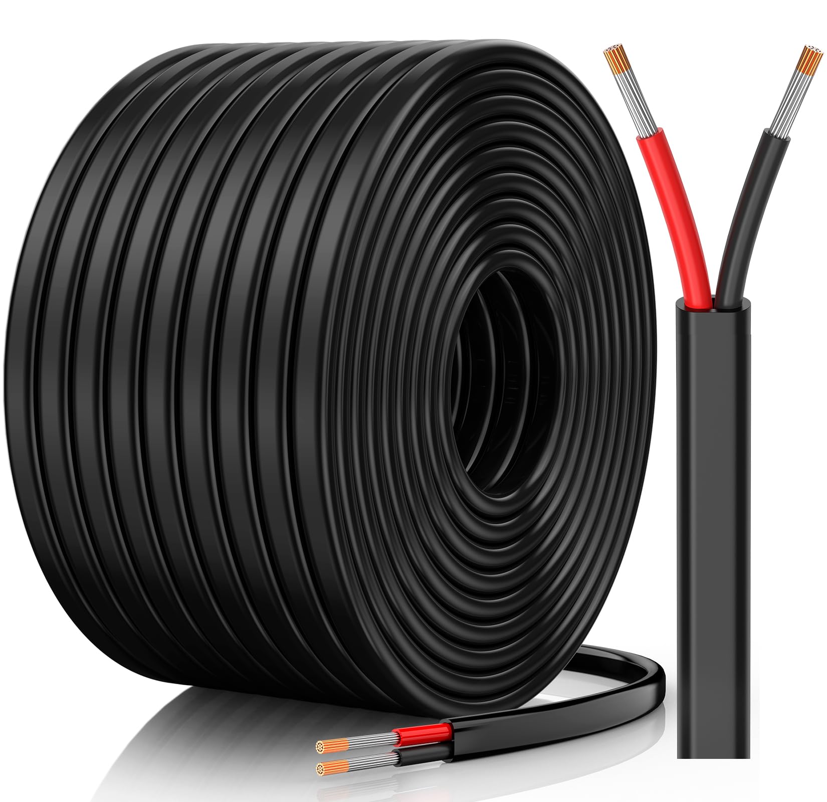 12 Gauge Wire, 12 AWG 2 Conductor Electrical Wire, Flexible/Oxygen-Free Tinned Copper/Stranded PVC 12/2 Cord for Automotive, Marine, LED Strips, Solar, RV, Lighting (50FT-15M)
