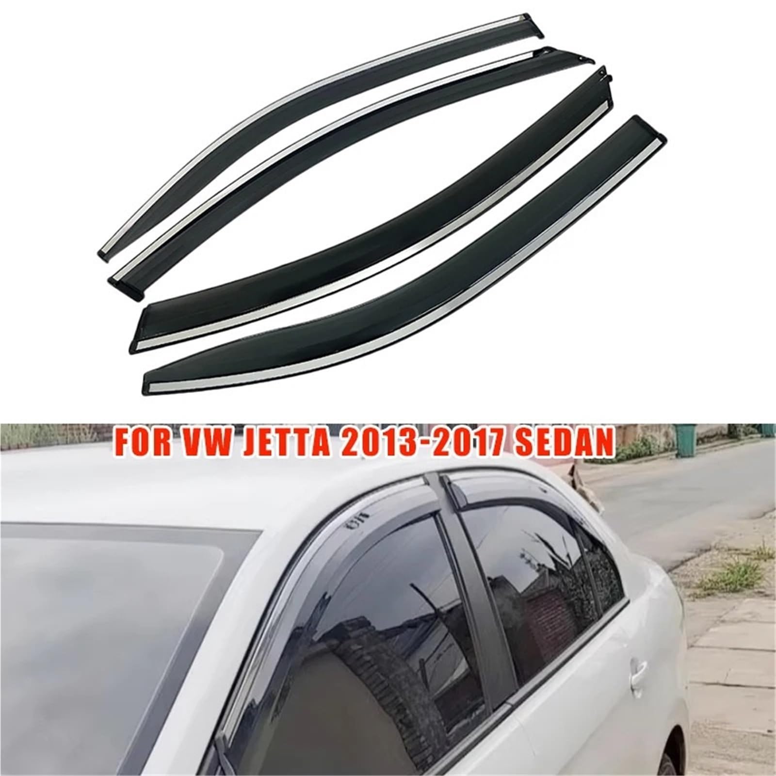 Car Wind Deflector Akcesoria samochodowe Osłony okienne Osłona przeciwdeszczowa Osłona przeciwwiatrowa Osłona przeciwwietrzna Pasuje do VW Jetta 2013-2017