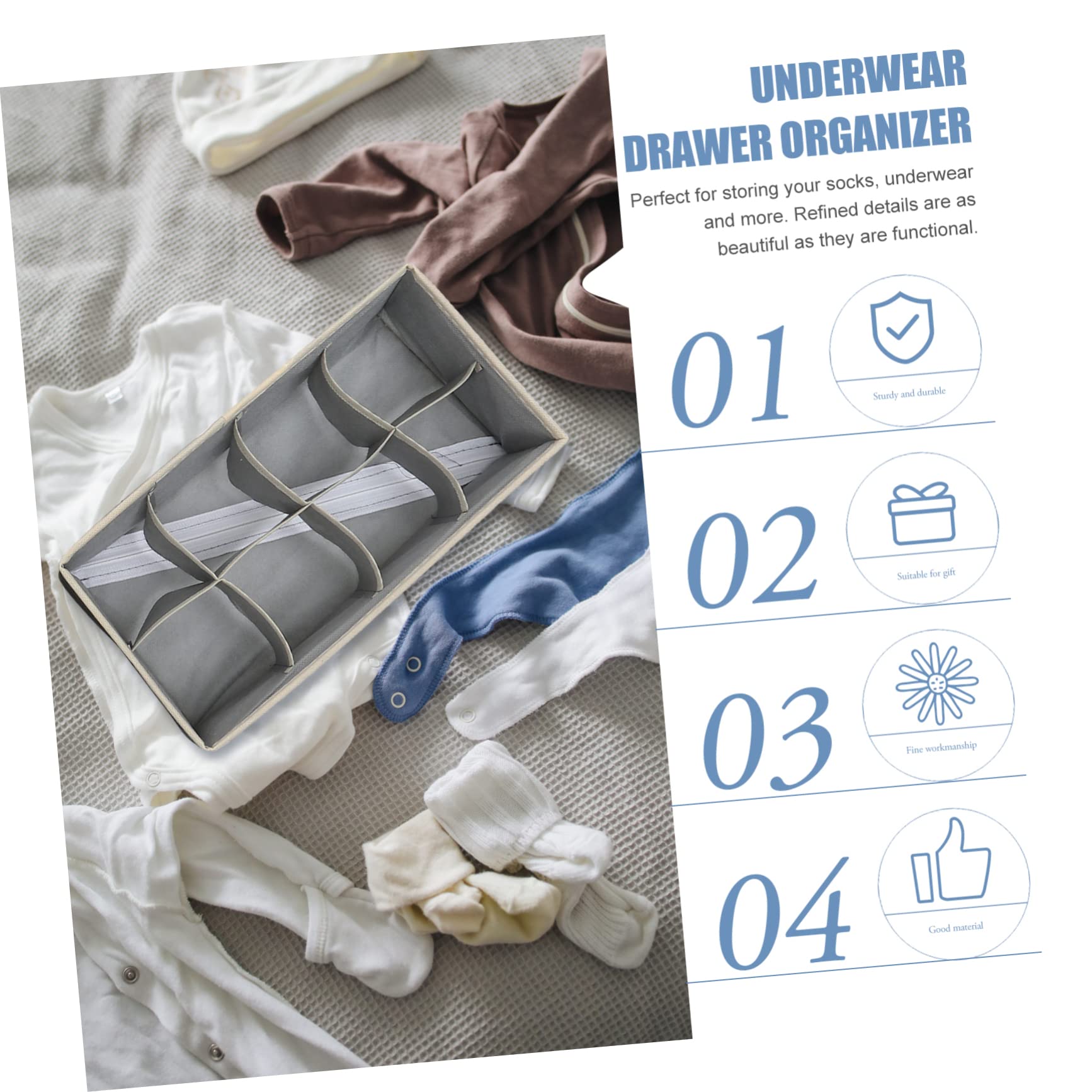 CHILDWEET Organizzatore Biancheria Intima 7 Scomparti Non Tessuto per Cassetto per Calze e Cravatte