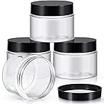 Patelai 4 Pieces Round Wide-mouth Leak Proof Plastic Container Jars with Lids for Travel Storage Makeup Beauty Products Face Creams Oils Salves Ointments DIY Making(6 Ounce,Black)
