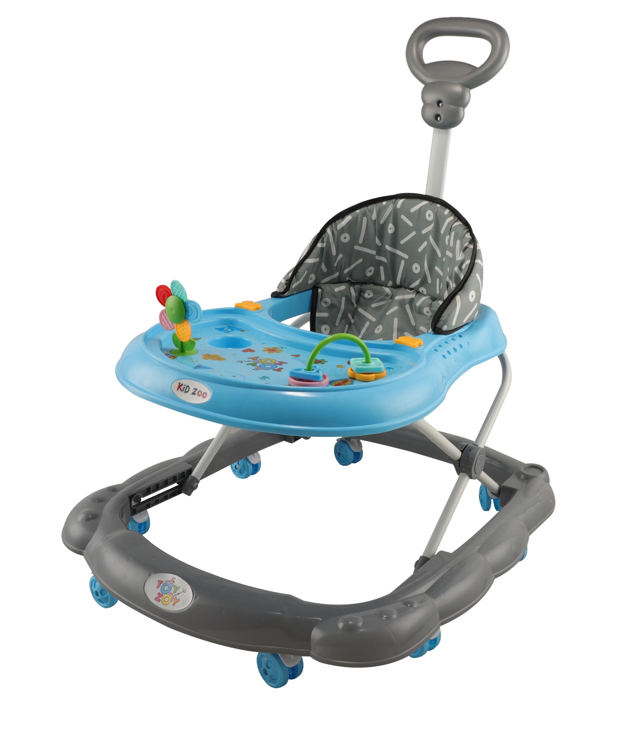 JoyRide Kidzoo BabyGo Walker Compact Foldable Activity Walker with Adjustable Height & Parental Handle for Boys|Girls Age 6+ Months Blue