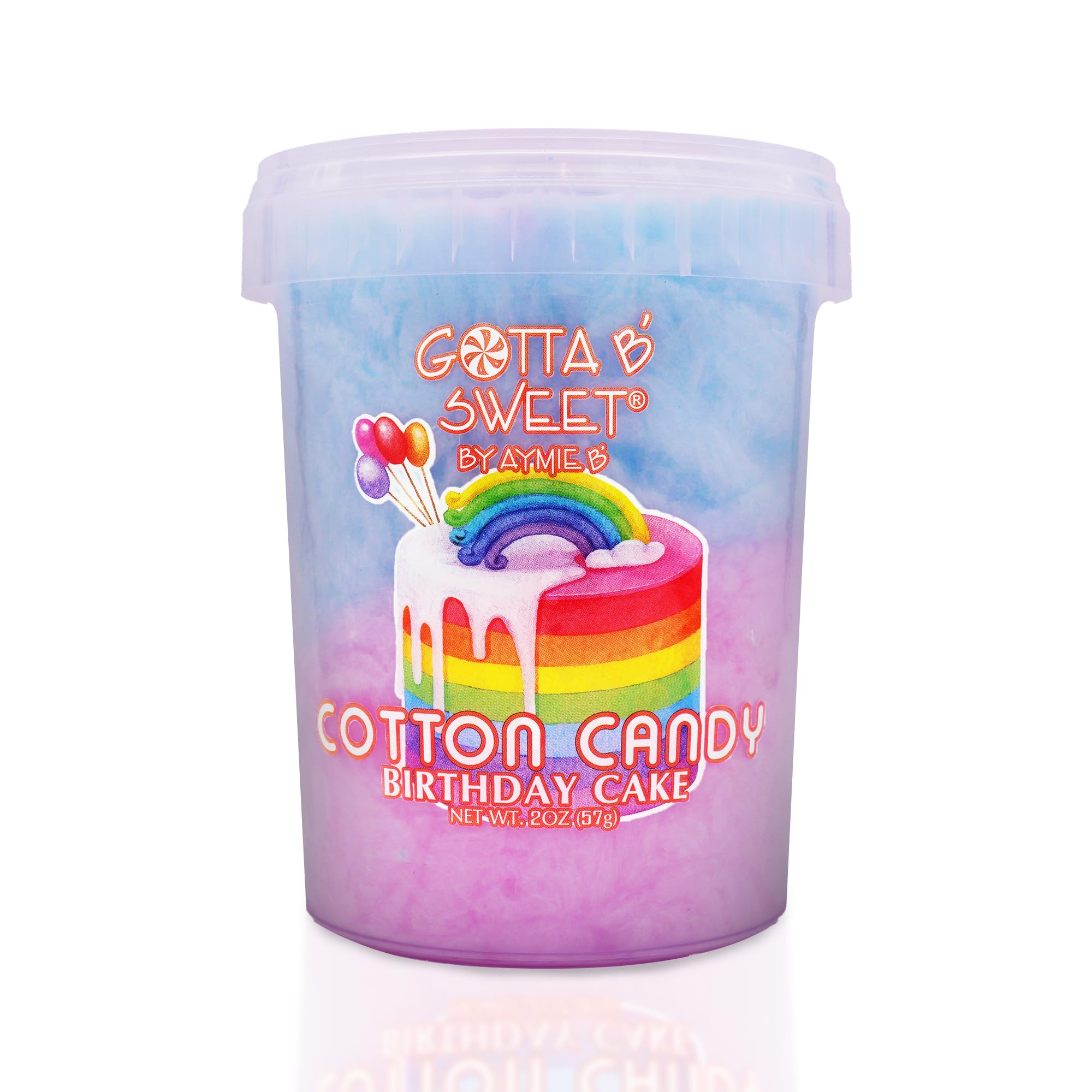 Gotta B SweetBirthday Cake Flavored Cotton Candy - 2 oz Reclosable Jar - Blue, Pink and White - Birthday Party Treats for Kids