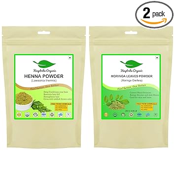 Keeptribe Organic Pure Moringa Leaf Powder and Henna Powder For Healthy Hair | 250 Grams Each (Pack of 2)