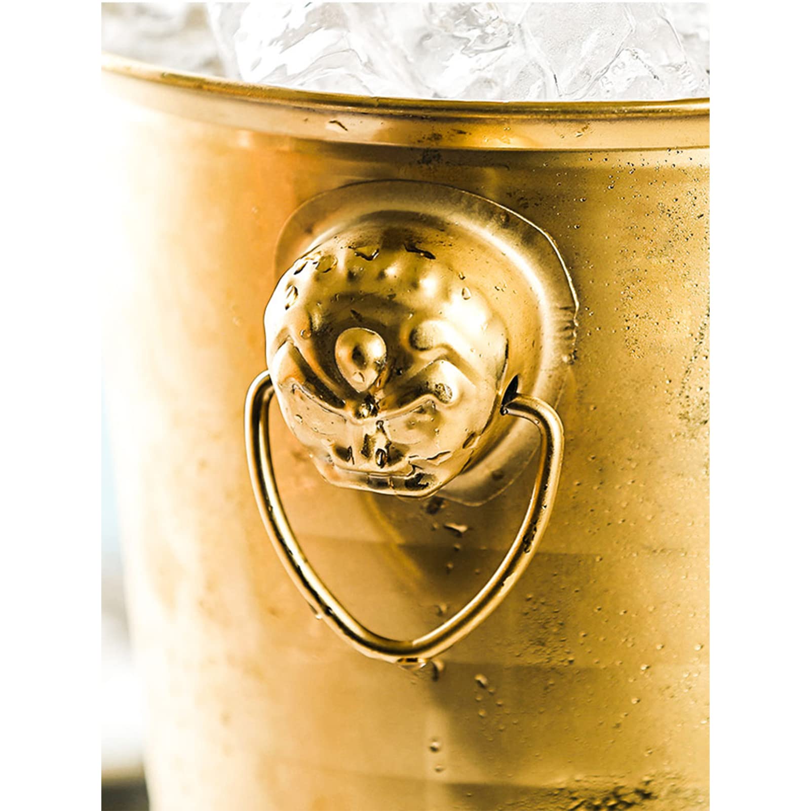 Cubitera de Acero Inoxidable, Cubitera de Acero Inoxidable con Doble Aislamiento, Color Oro Rosa AB, con Tapa y Pinzas, 3-7 l(A,5L)