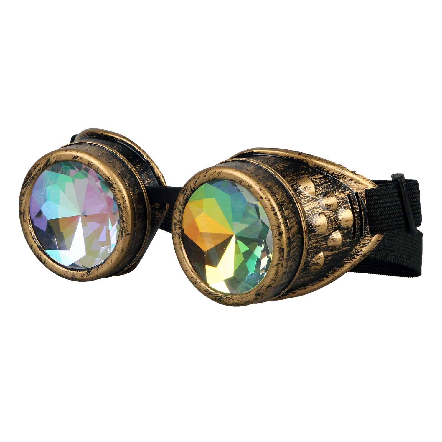 Kaleidoscope Rave Rainbow Crystal Lenses Vintage Goggles Glasses