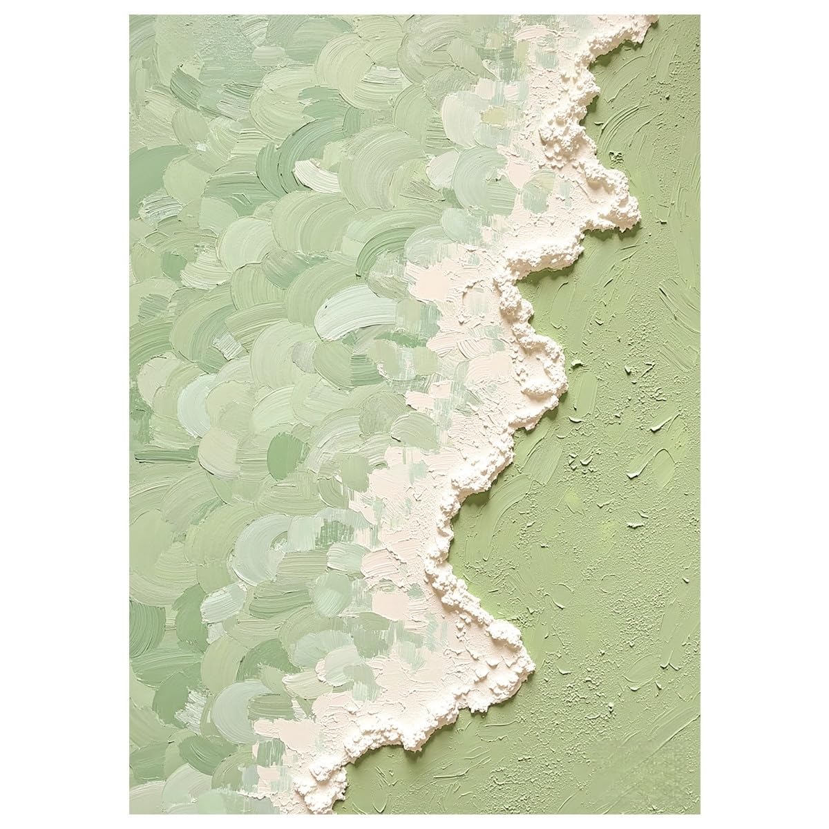 LCDIUDIU Oil Paintings On Canvas Sage Green Abstract Ocean Wave Wall Art Hand Painted Unframed Thick Textured Coastal Wall Decor Modern Artwork for Living Room Bedroom Office 70X100Cm(28X40Inch)