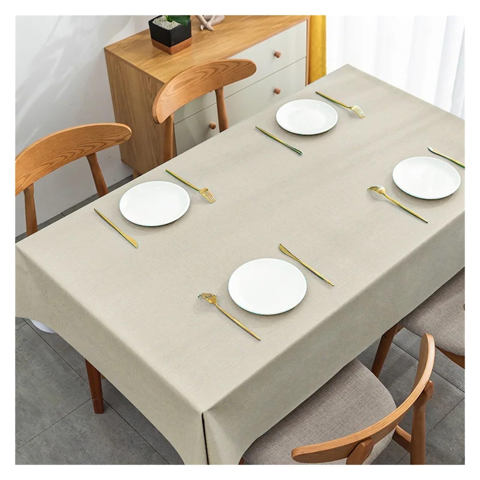 Mzsklw Khaki Waterproof Tablecloth Waterproof Pvc Tablecloth Tea Table Cloth Oil-Proof Rectangular Square Covers Home Kitchen Picnic Mat(,90X90cm)