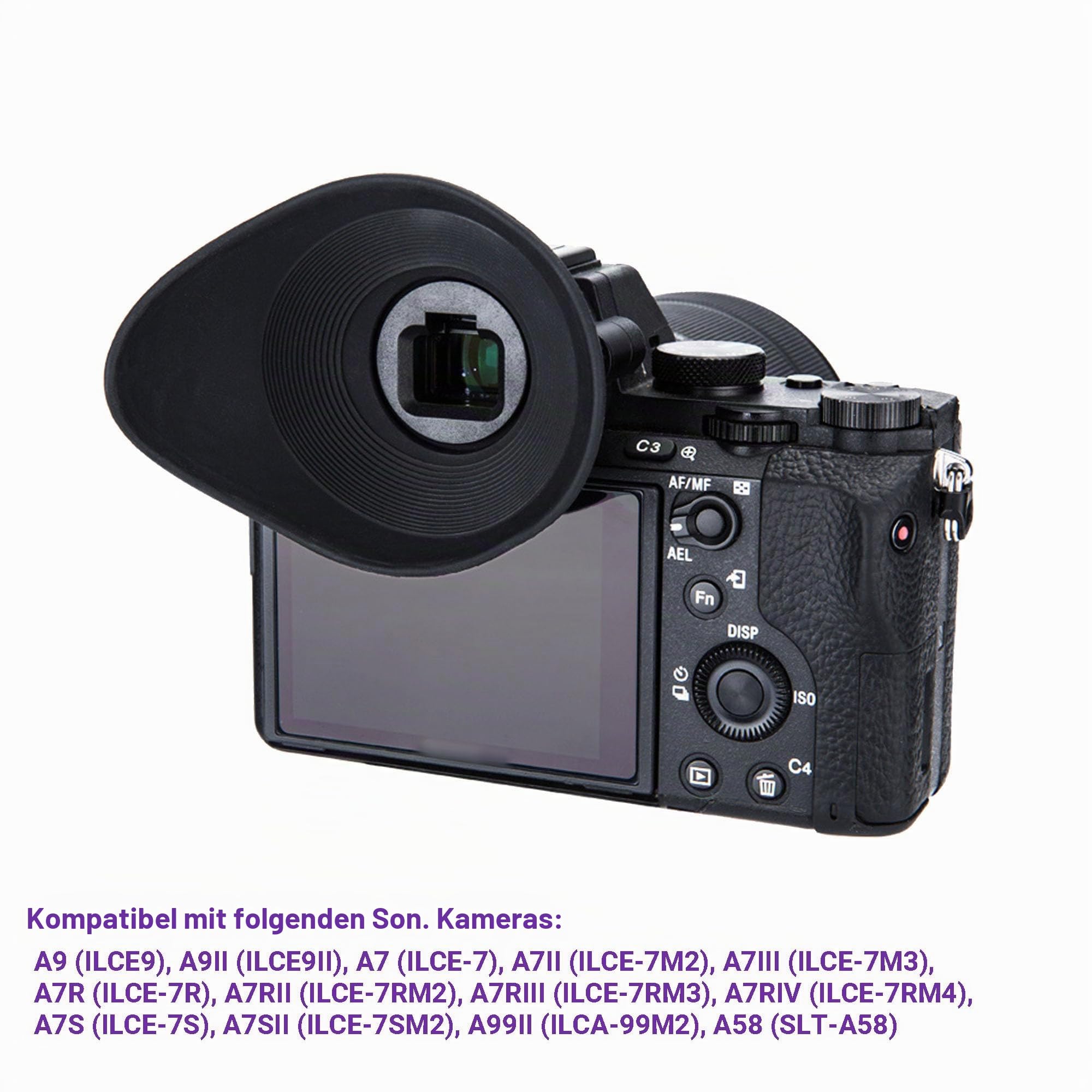 2 Stück Große Weiche Silikon-Augenmuschel Augenstück für Sony Alpha A7 A7II A7III, A7R A7RII A7RIII A7RIV, A7S A7SII, A9 A9II, A58 A99II Ersetzt Sony FDA-EP18