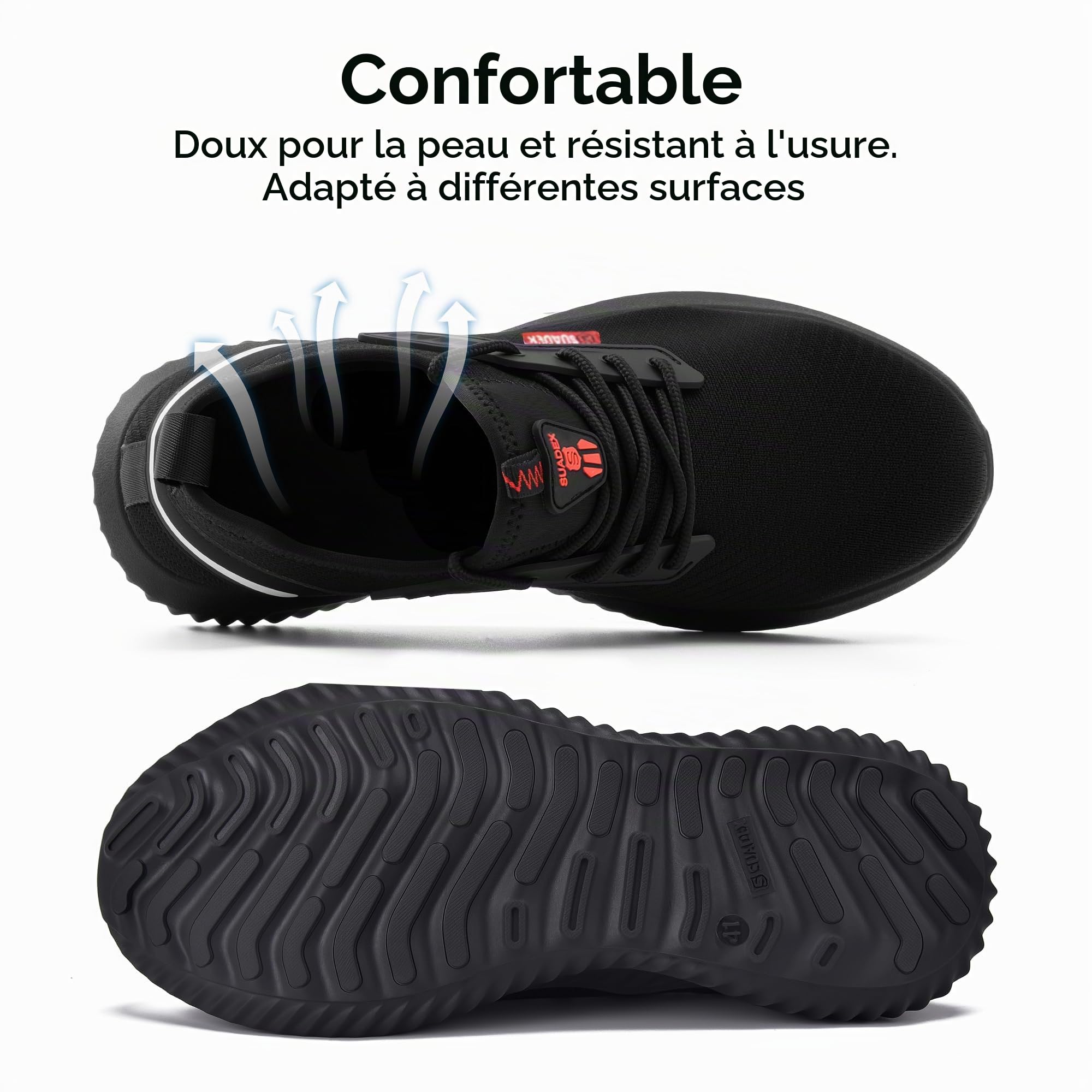 SUADEX Chaussures de Sécurité Hommes Femmes Légère Baskets de Sécurité Respirantes Légère Antidérapant Embout en Acier