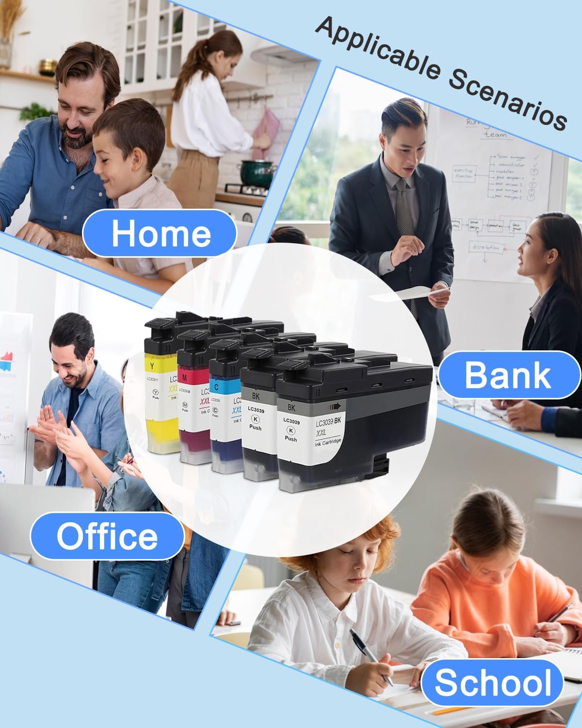 LC3039 XXL Ink Cartridges 5 Pack Ultra High-Yield Compatible LC3039C LC3039M LC3039Y LC3039BK XXL Replacement for Brother LC3037 LC3039 use with MFC-J5845DW MFC-J5945DW MFC-J6545DW MFC-J6945DW Printer
