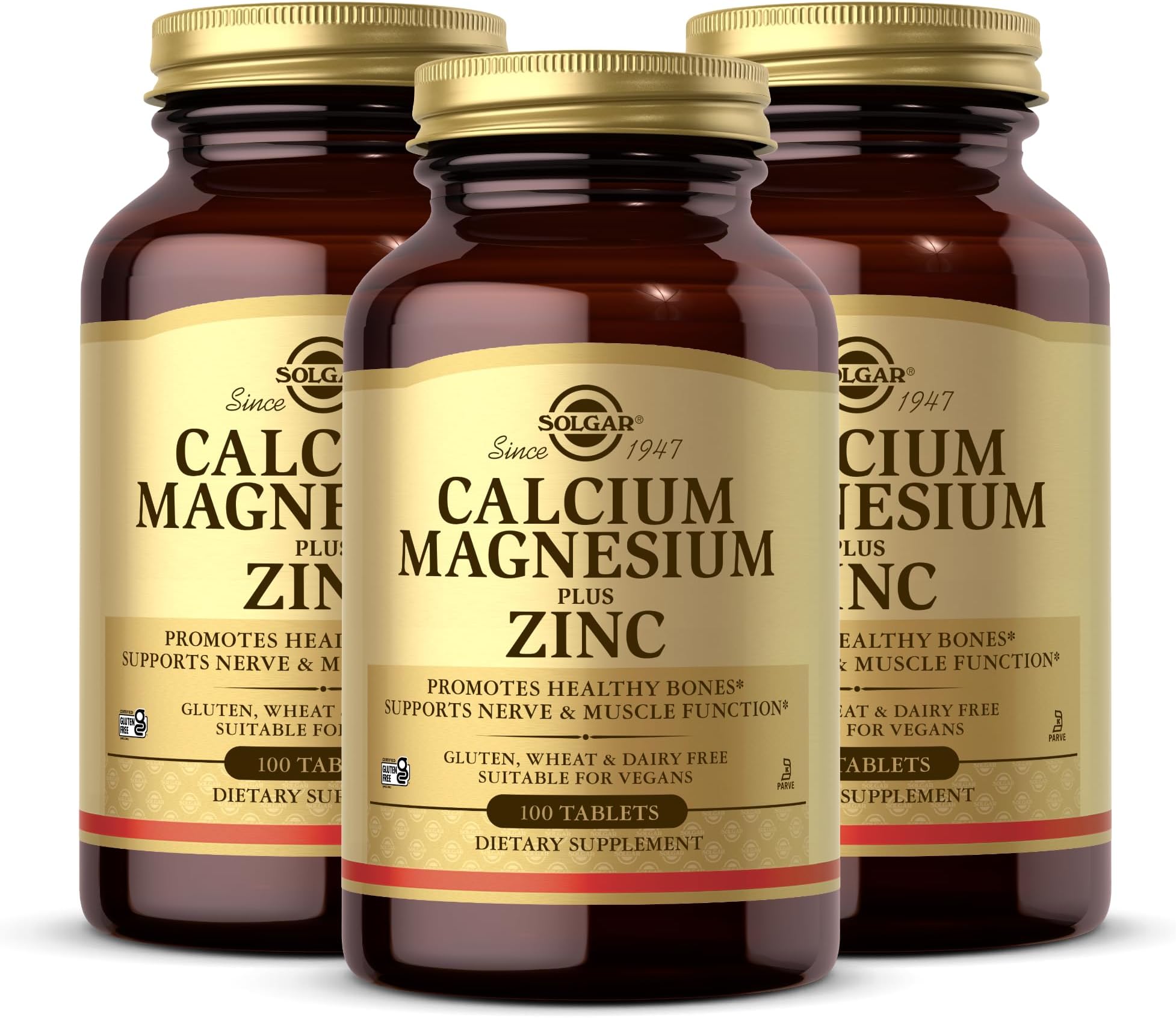 Solgar Calcium Magnesium Plus Zinc 100 Tabs 3-Pack