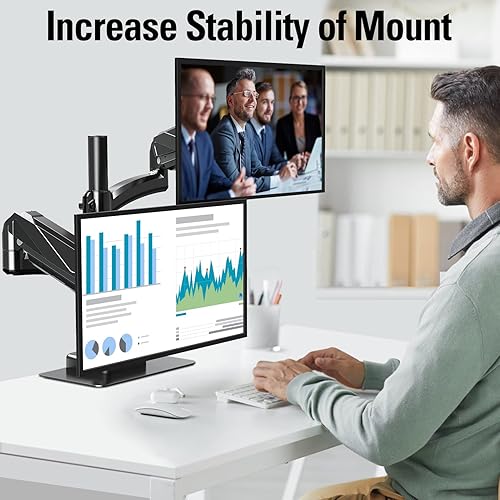 Miniatura 4 de MOUNTUP Refuerzo de montaje para monitor para escritorio de vidrio templado, placa de brazo de monitor, soporte de acero para mesa delgada y más