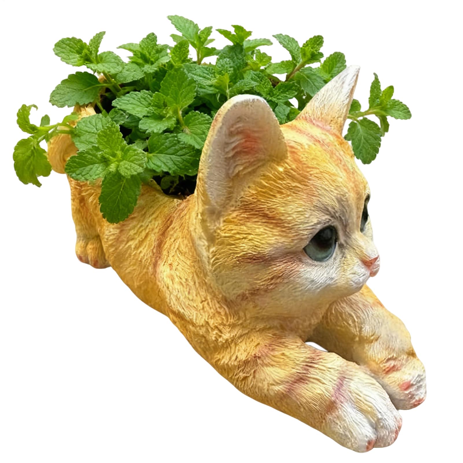 Indoor Cat Flower Pot,Resin Statue Decor Kitten Flower Pot,Small Planter | for Garden Indoor Outdoor Home Bookshelf Entryway Landscape Living Room Office