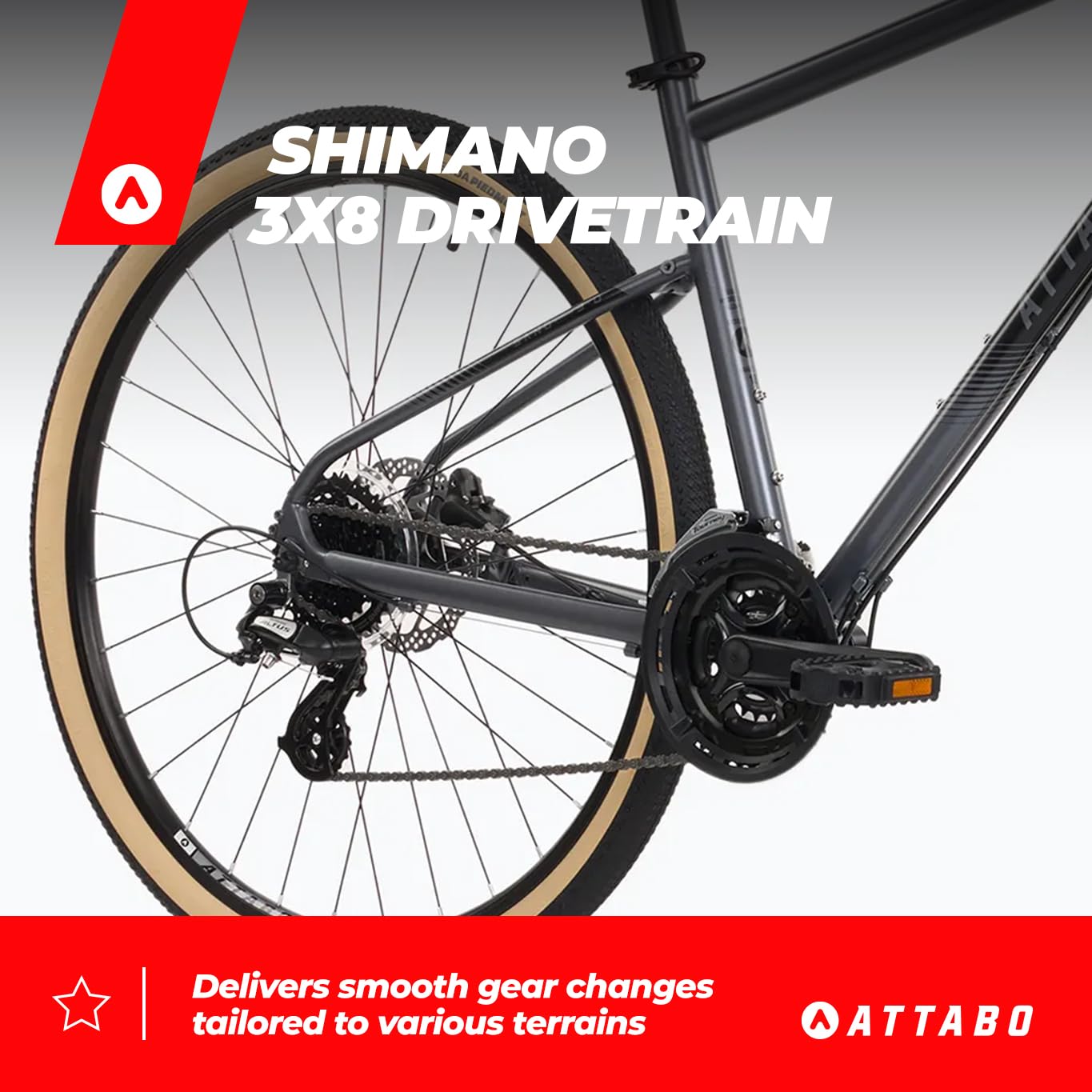 ATTABO SANO koła 3,0-28", rama 20" – męski rower MTB/Trekking Crossrad, aluminiowa rama 6061, SR Suntour SF20 NEX, widelec Shimano 24-biegowy, hamulce MT-201