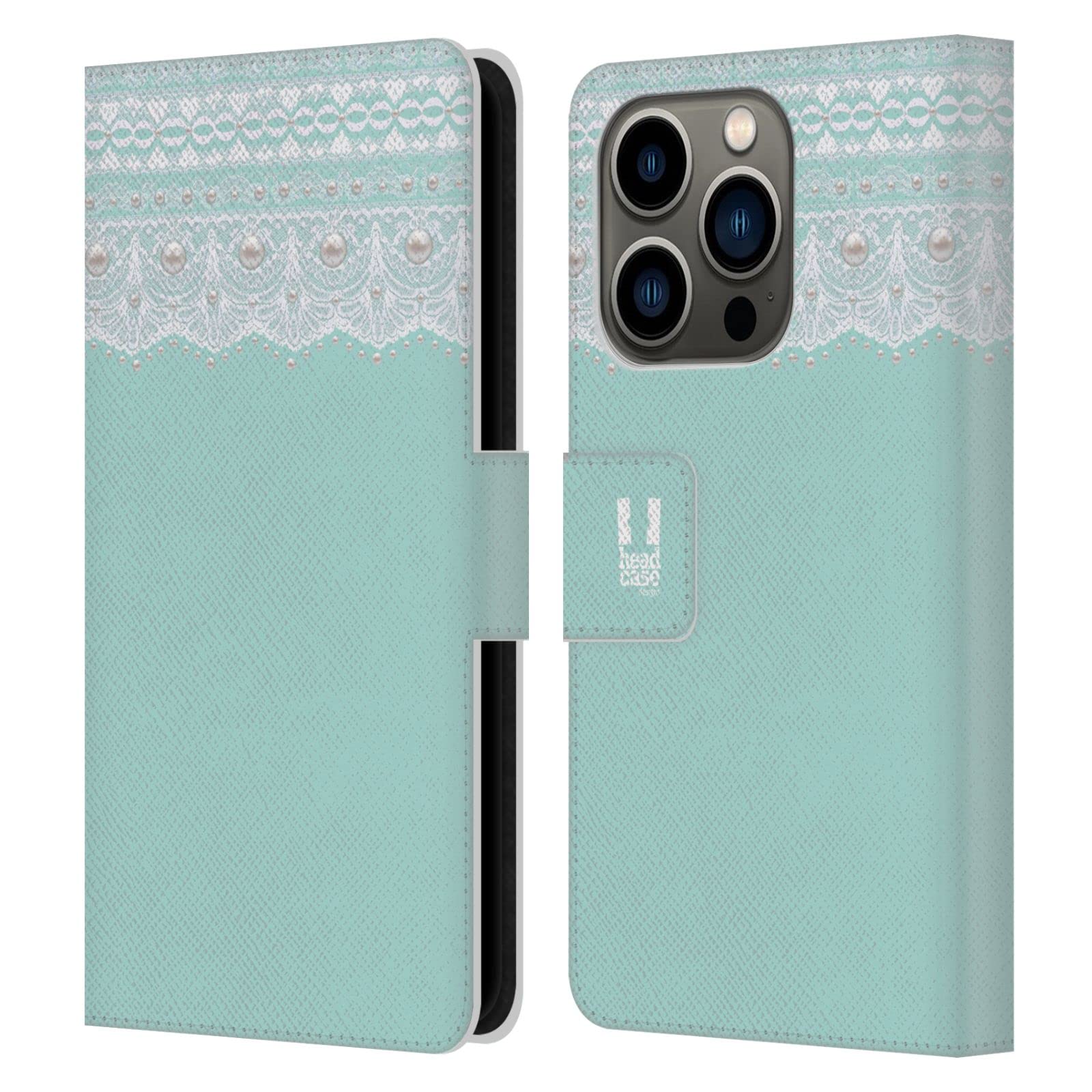 Carcasa de Cuero Apple iPhone 14 Pro Head Case Designs Pastel Verde Libro 7