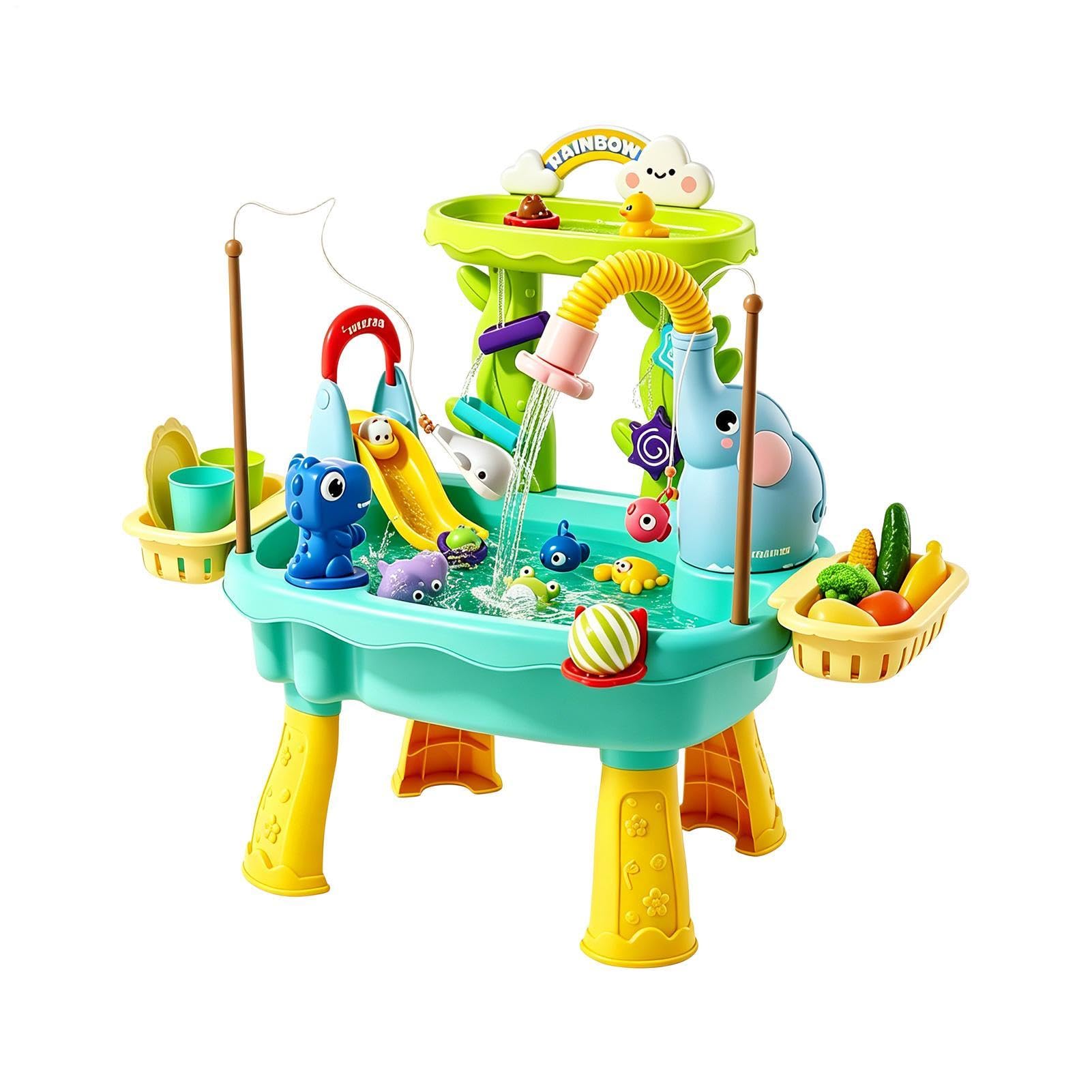 Outdoor Water Table | Elephant Design Sensory Sink Toys | Activity Table - for Boys Girls Backyard Beach Patio Camping Summer Daycare Preschool Indoor