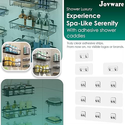 Miniatura 9 de Jovware Adhesivos adhesivos para ducha, soporte de ducha, adhesivo de repuesto, adhesivo de cocina, estantes de ducha para soporte de jabón,