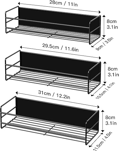 Miniatura 4 de Paquete de 4 estantes magnéticos para especias para nevera, metal negro