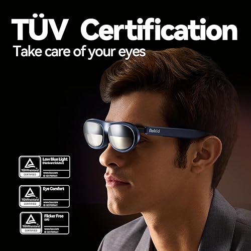 Miniatura 5 de Rokid Max AR Glasses, Smart Glasses with 360'' Micro-OLED Virtual Theater, 50 FOV, 600nits Brightness, HDCP Support & Cloud Gaming and Compatibility