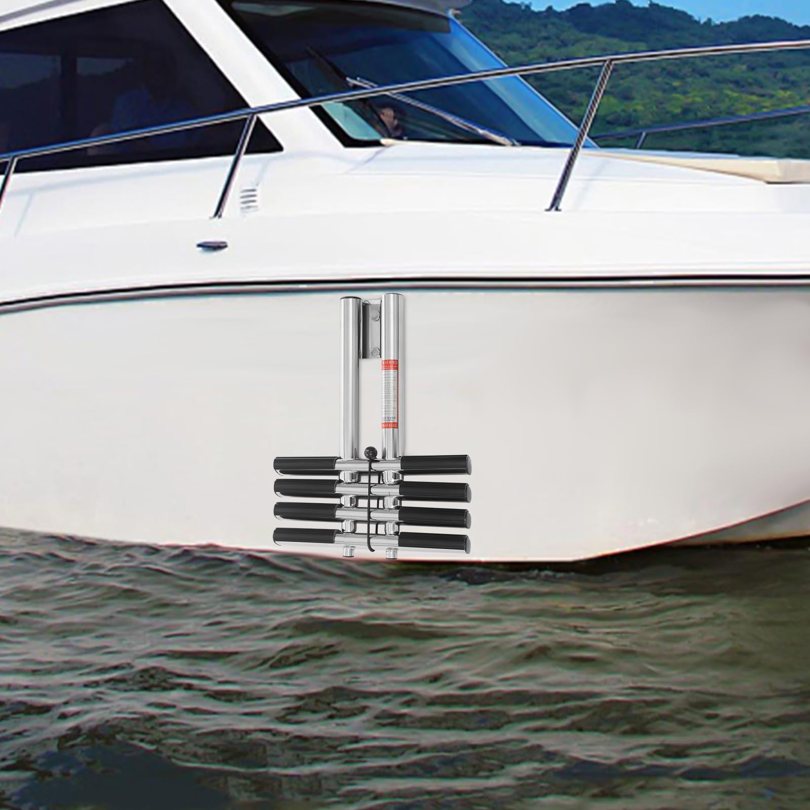 Échelle de piscine en acier inoxydable 304 - 4 marches - Pliable - Pour bateaux, yachts, piscines, capacité de charge : 408 kg
