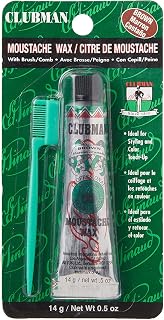 Clubman Pinaud Moustache Wax with Comb Applicator, For Styling & Color Enhancement, Brown, 0.5 Oz (Pack of 3)