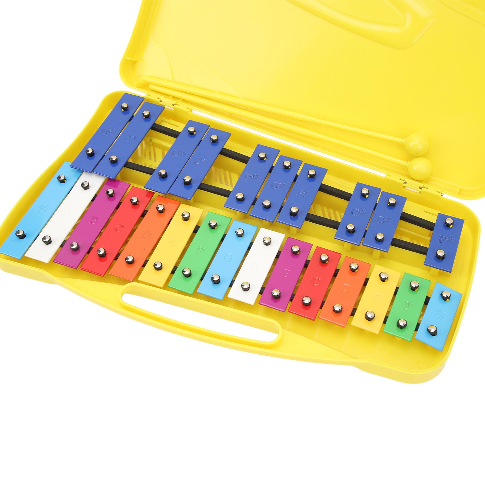 Xilofono Professionale, Xilofono Portatile con Chiave in Metallo, Alluminio Colorato, Durevole, Eccellente qualità di Intonazione, con Scatola Gialla per la Scuola