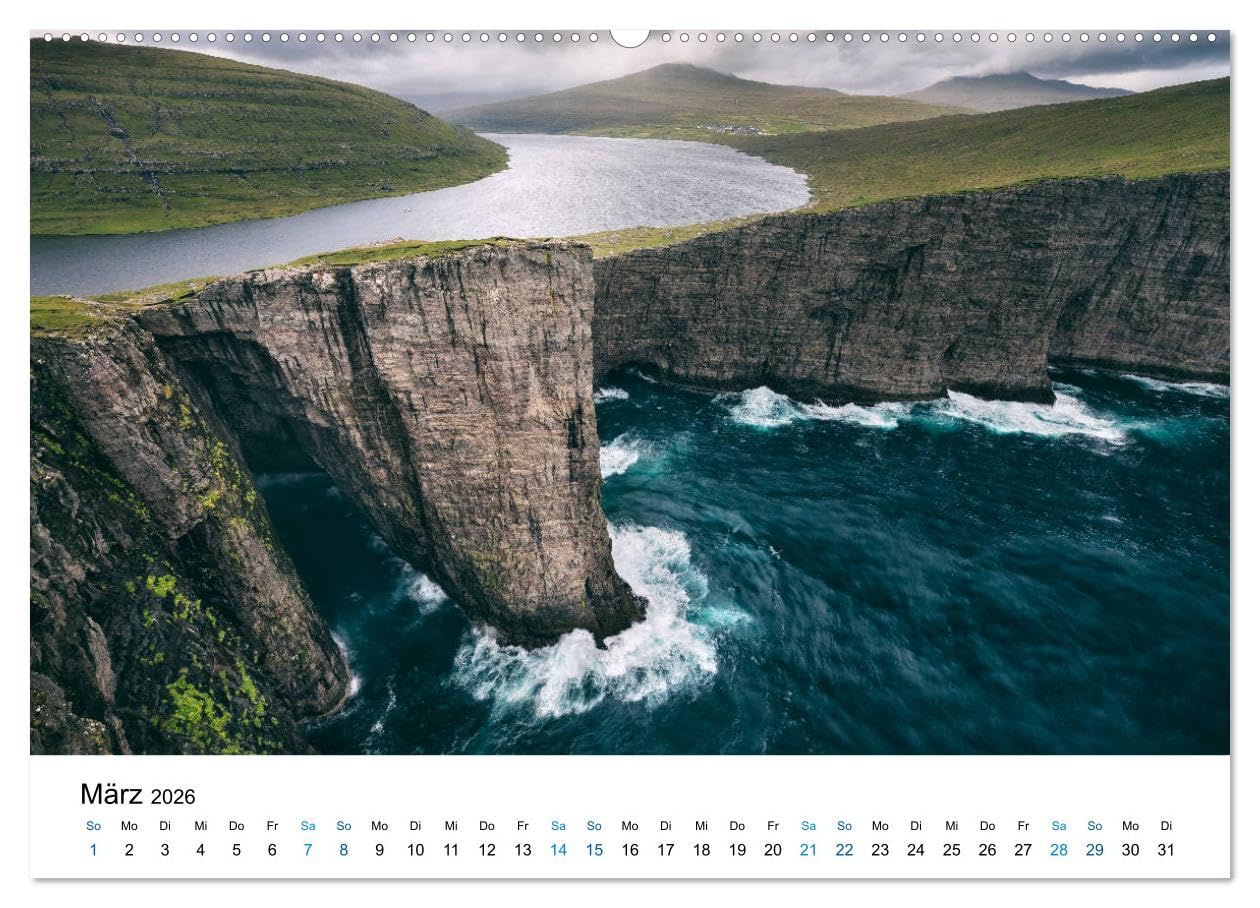 Färöer - Archipel im Nordmeer (hochwertiger Premium Wandkalender 2026 DIN A2 quer), Kunstdruck in Hochglanz: Fotografien von der Inselgruppe der Färöer