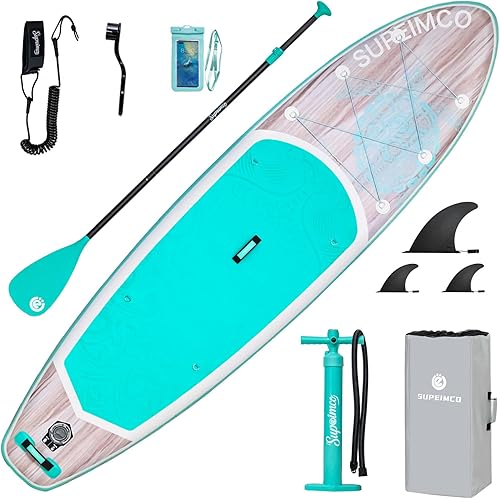 Inflatable Stand Up Paddle Board - Upgraded Glue-Free Hot Melt Technology, Long Service Life, 10'6", Anti-Slip EVA Deck, Full SUP Accessories, Included for Adults Youth All Skill Levels
