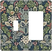 Vista 156 de William Morris Floral Boho Azul Medianoche Azul Bohemio Flor 1 Banda Dúplex Cubierta de Salida Decorativa Receptáculo Único Interruptor Eléctrico