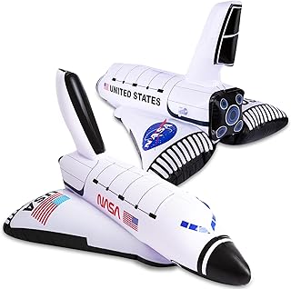 ArtCreativity Space Shuttle Inflates, Set of 2, 14 Inch Long, Outer Space Themed Party Decorations & Pretend Play Toys for Kids 3+