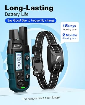 Bousnic Dog Shock Collar - 3300Ft Training Collar with Remote for 5-120lbs Small Medium Large Dogs Rechargeable Waterproof e Collar with Beep (1-8), Shake(1-16), Safe Shock(1-99) Modes (Black)